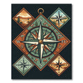 Vintage Compass Earth Tone Diamond Rug