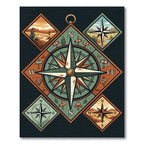 Vintage Compass Earth Tone Diamond Rug