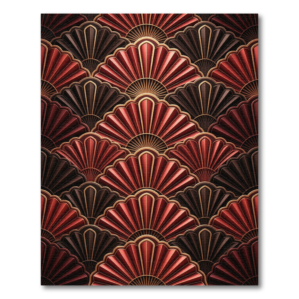 Red Brown Art Deco Fan Rug