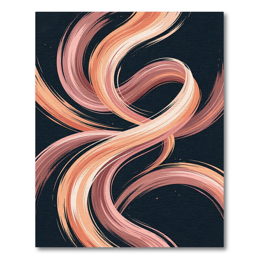 Abstract Peach and Copper Swirling Waves Rug