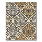 Elegant Gold and Cream Damask Lattice Rug