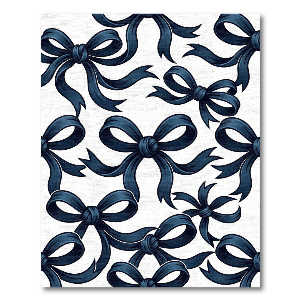 Navy Blue Elegant Ribbon Bows Rug
