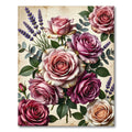 Romantic Pink Rose Lavender Bouquet Rug