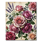 Romantic Pink Rose Lavender Bouquet Rug