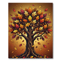 Golden Oak Autumn Leaf Tree Art Rug