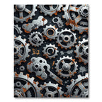 Industrial Gears Rust Metallic Mechanical Art Rug