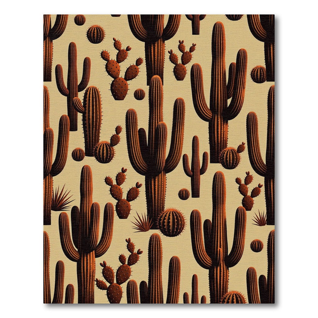 Brown Desert Cactus Arrangement Rug