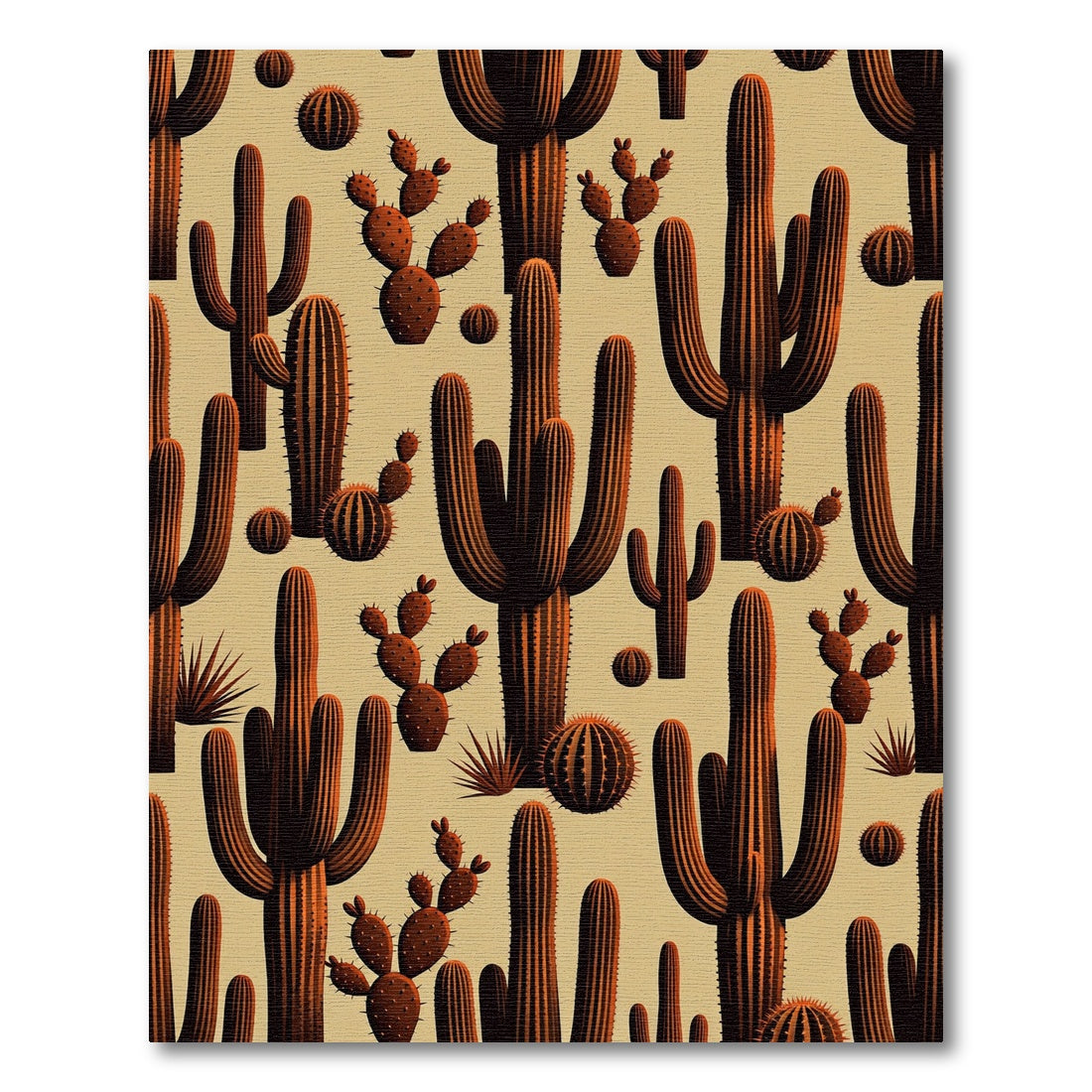 Brown Desert Cactus Arrangement Rug