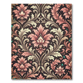 Vintage Pink Floral Damask Scroll Rug
