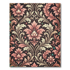Vintage Pink Floral Damask Scroll Rug