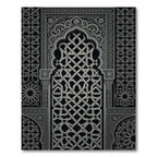 Ornate Silver Interlocking Geometric Arch Rug
