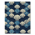 Art Deco Navy Shell Wave Composition Rug