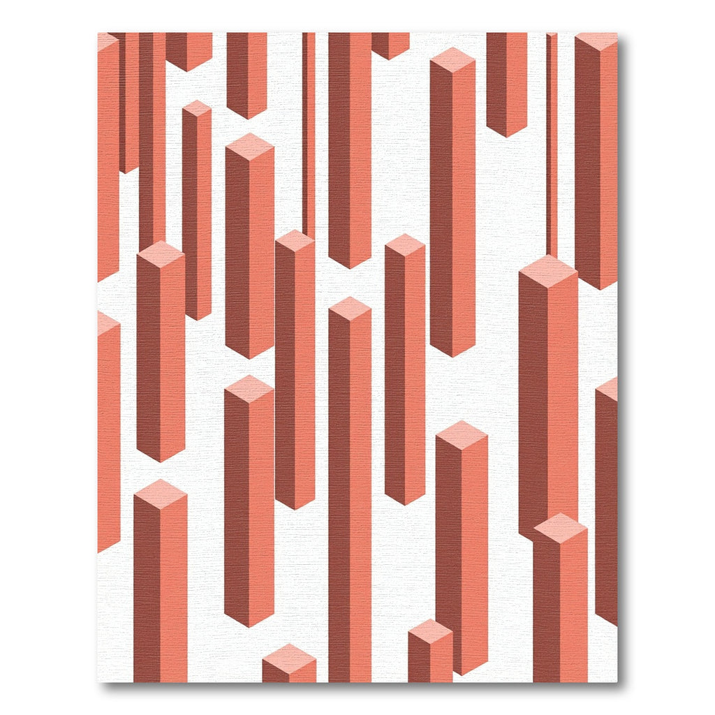 Coral Cuboid Columns Abstract Rug