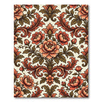 Vintage Burnt Orange Floral Damask Rug
