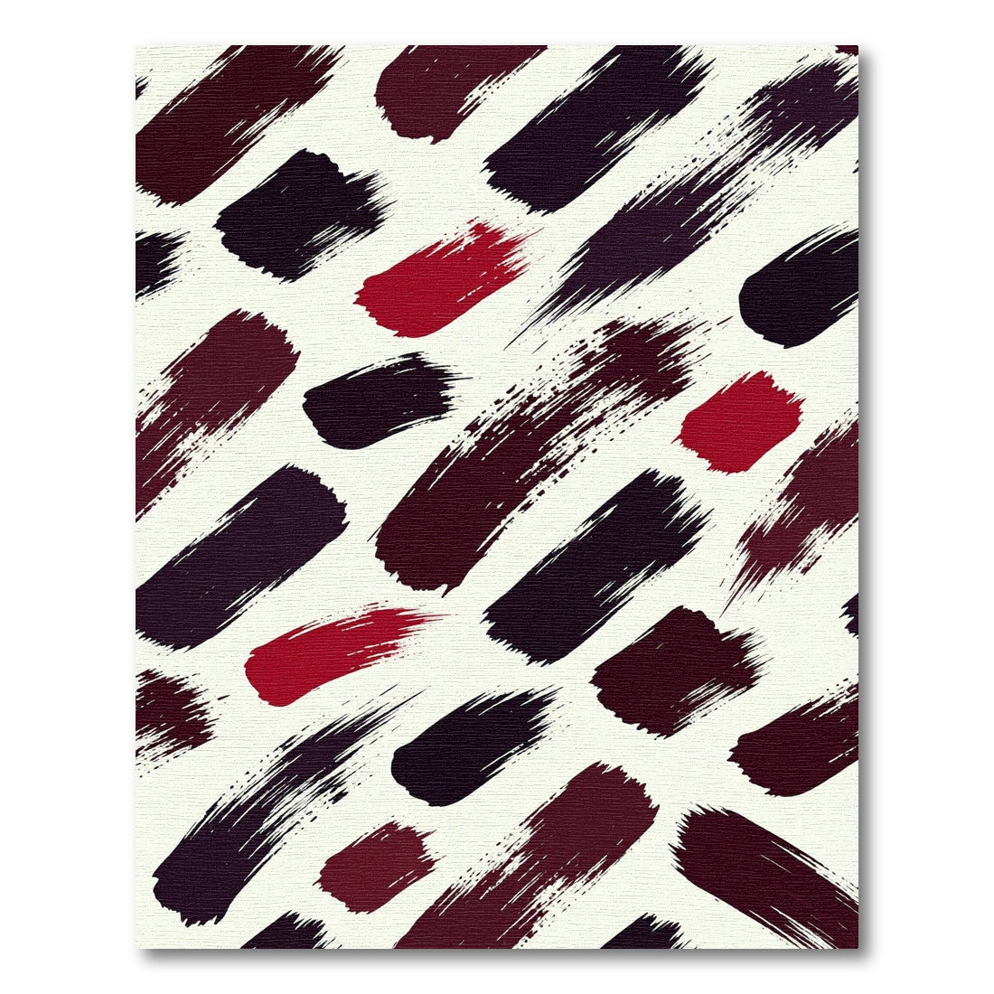 Abstract Black and Crimson Brush Strokes Rug