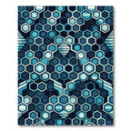 Deep Blue Hexagon Geometric Abstract Rug