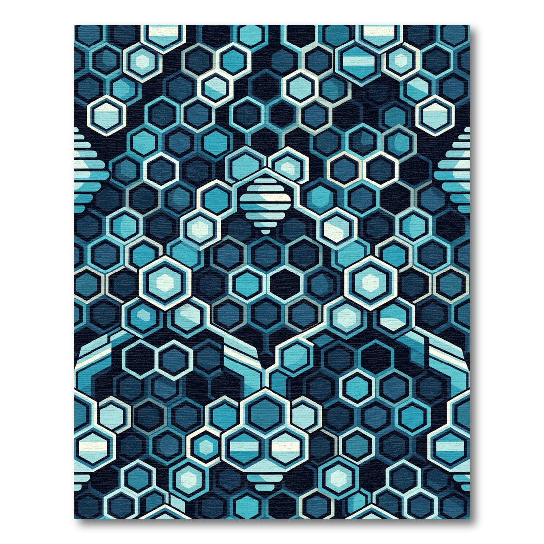 Deep Blue Hexagon Geometric Abstract Rug