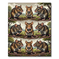 Whimsical Meadow Mouse Grid Composition Rug