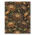 Golden Chrysanthemum Floral Black Botanical Rug