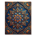 Ornate Blue Orange Floral Medallion Rug