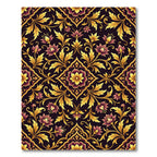 Ornate Golden Floral Damask Midnight Rug