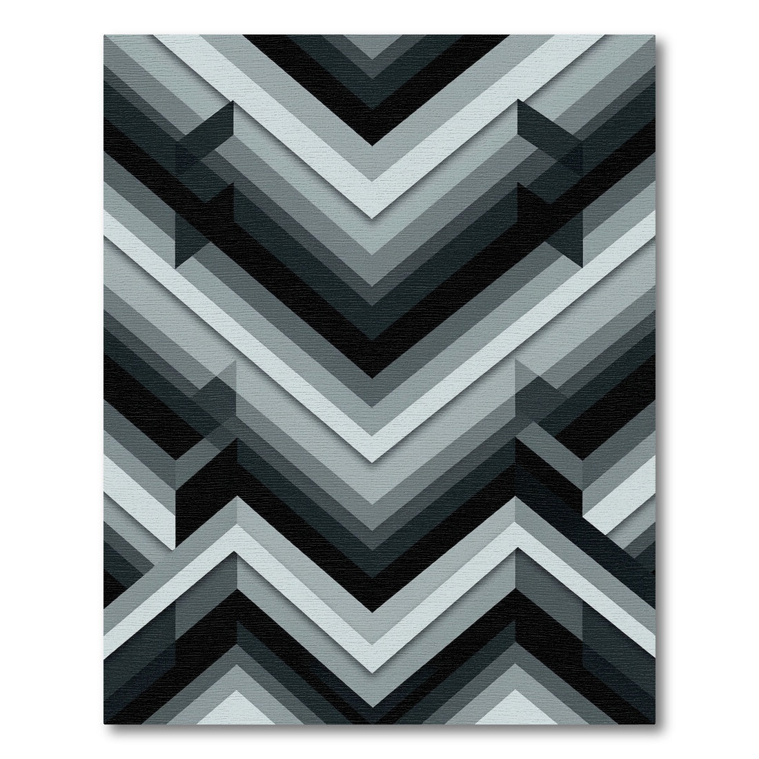 Monochromatic Geometric Angular Chevron Rug