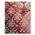 Crimson Red Floral Damask Branch Rug
