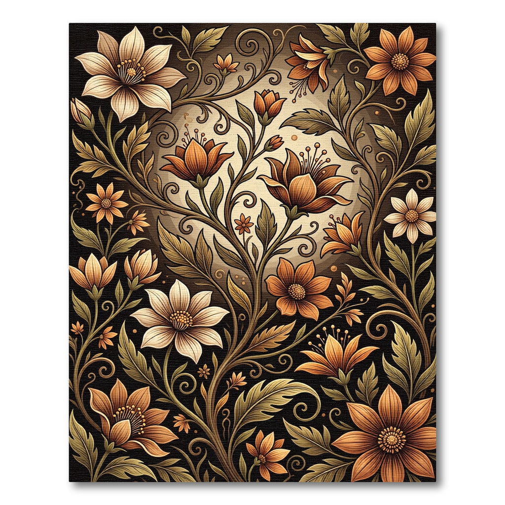 Art Nouveau Orange Floral Vine Rug