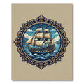 Golden Ornate Galleon Nautical Frame Rug