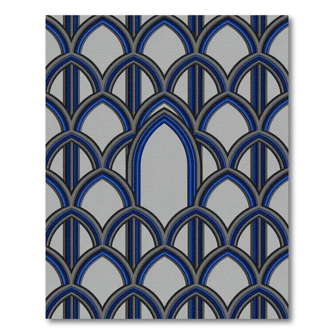 Modern Gothic Arch Royal Blue Gray Geometric Rug