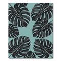 Modern Black Tropical Monstera Foliage Rug