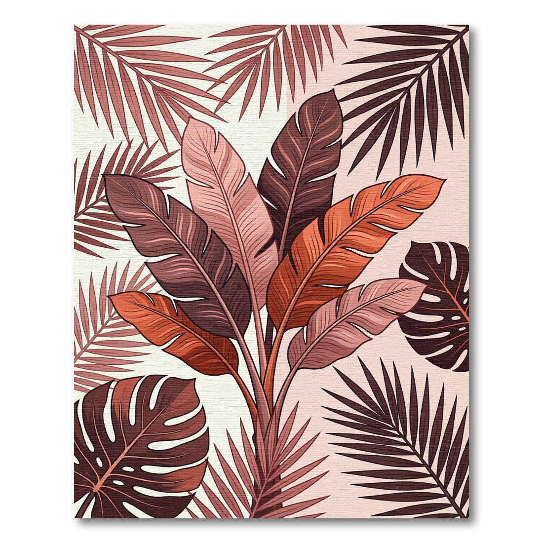 Tropical Terracotta Leaf Cluster Rug