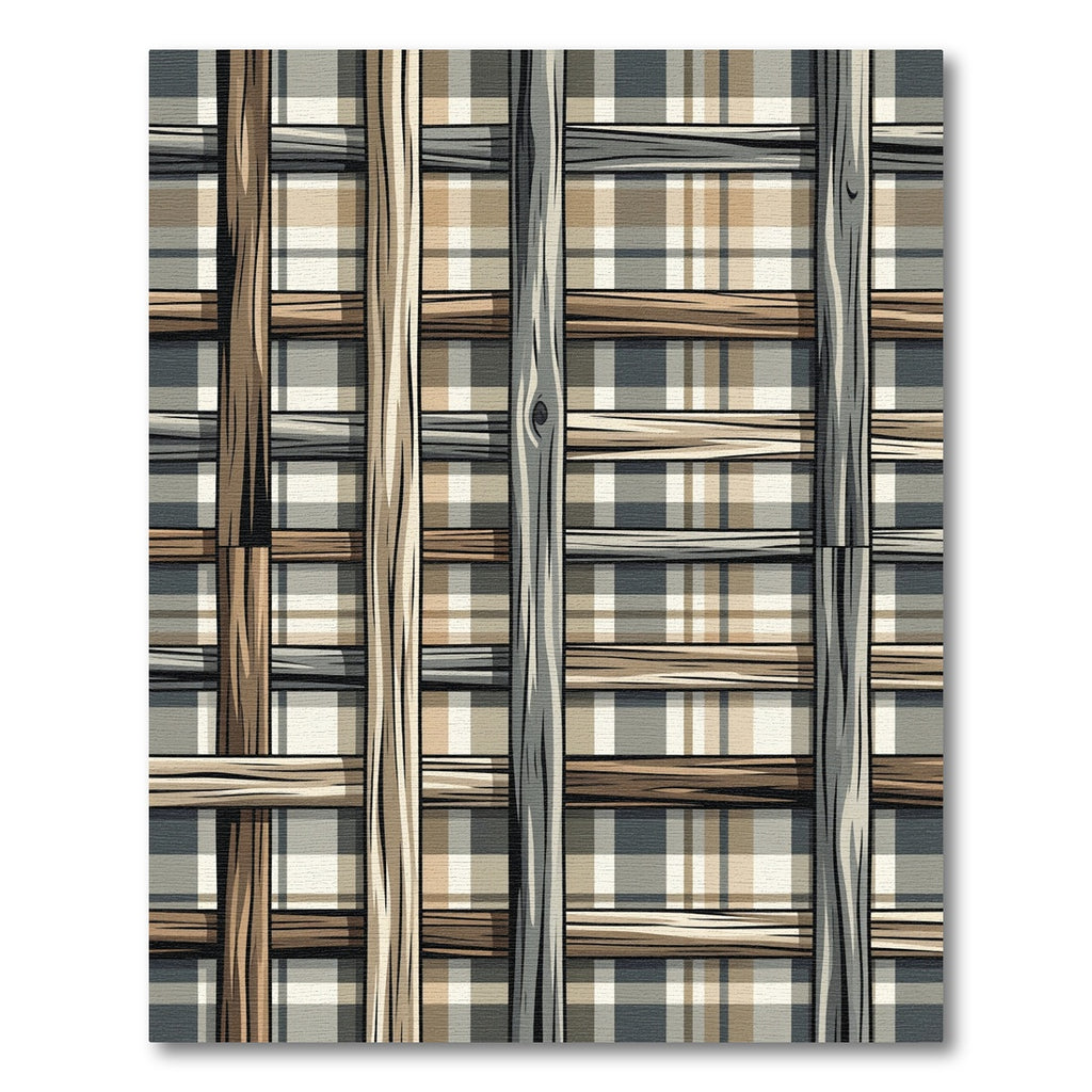 Rustic Plaid Wood Lattice Rug
