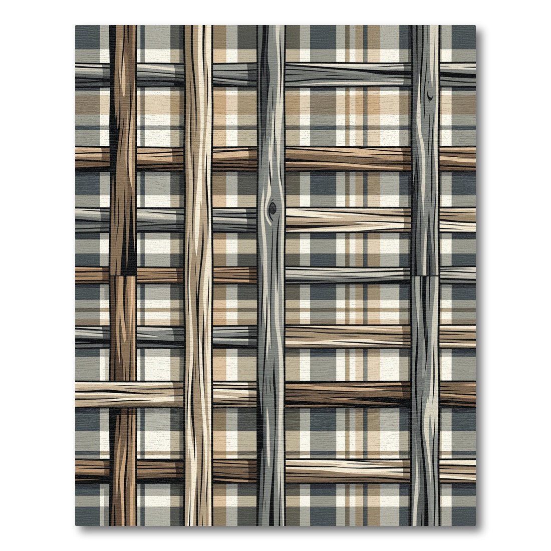 Rustic Plaid Wood Lattice Rug