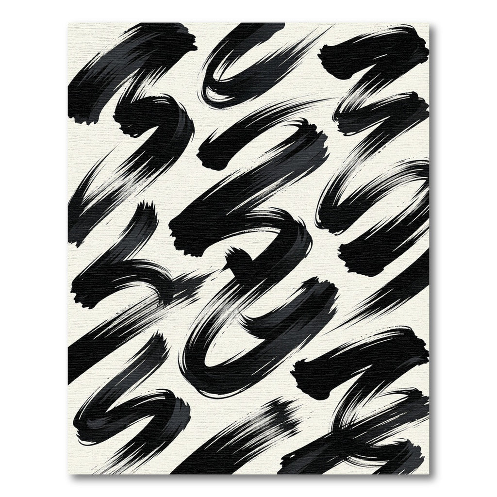 Black Brushstroke Abstract Swirl Rug