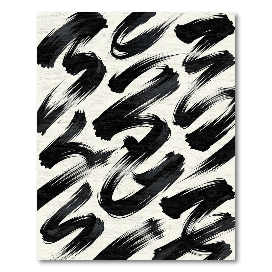 Black Brushstroke Abstract Swirl Rug