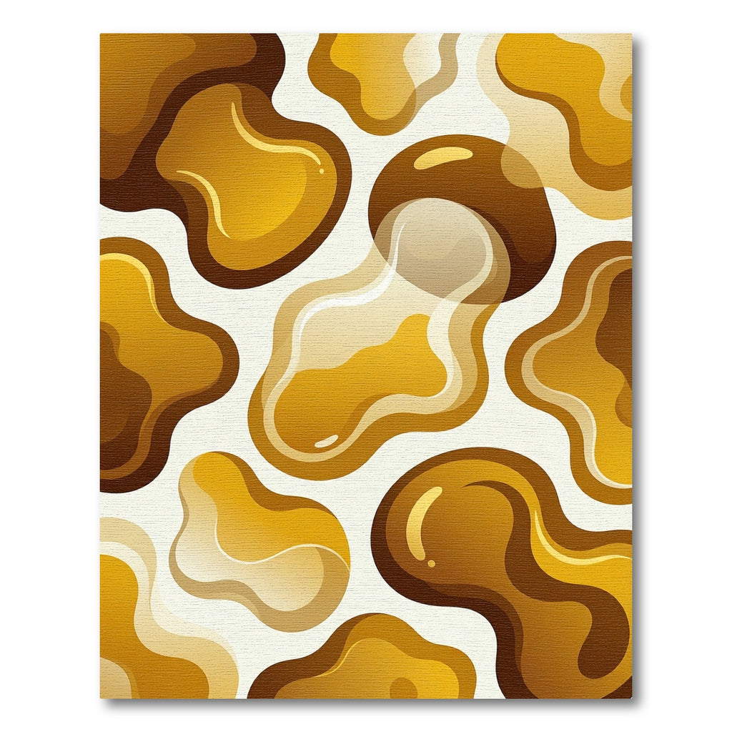 Organic Gold Amber Liquid Abstract Form Rug