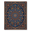 Ornate Navy Blue Floral Mandala Rug