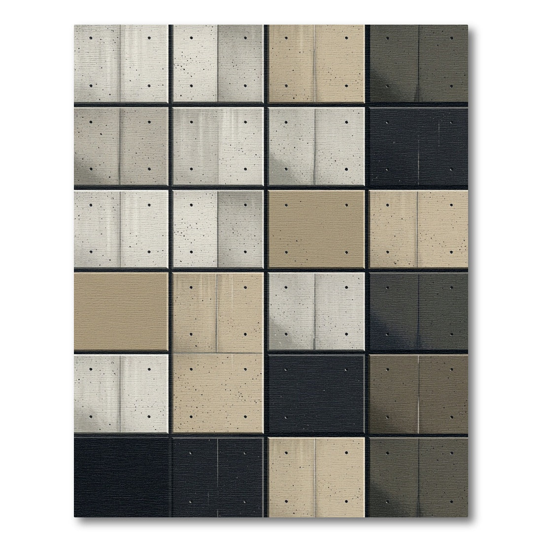 Modern Stone Concrete Squares Rug