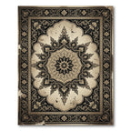 Elegant Charcoal Black Baroque Medallion Rug
