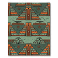 Geometric Aztec Orange Teal Step Pyramid Rug