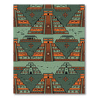 Geometric Aztec Orange Teal Step Pyramid Rug