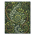 Swirling Lush Green Leaf Botanical Art Rug