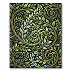Swirling Lush Green Leaf Botanical Art Rug