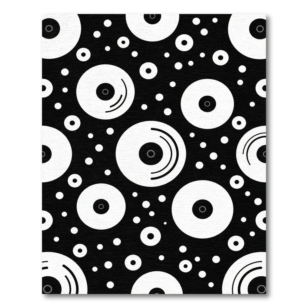 Bold Black White Circular Records Rug