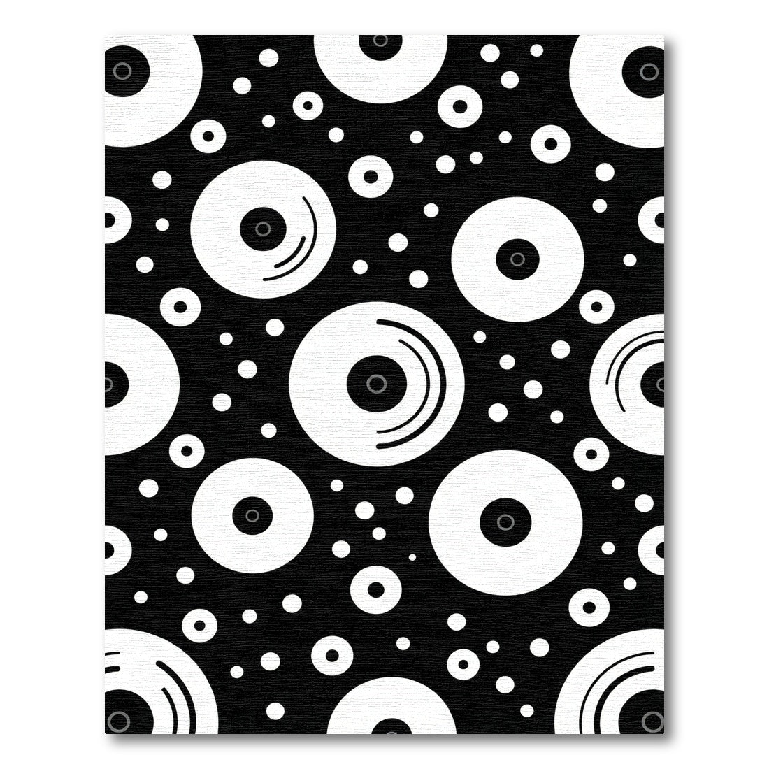 Bold Black White Circular Records Rug