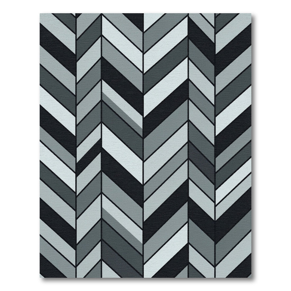 Monochromatic Gray Herringbone Geometric Rug