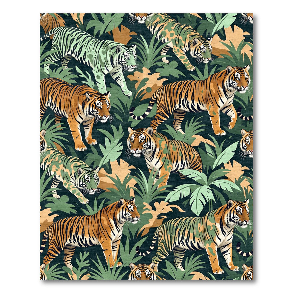 Jungle Cats Green Tiger Composition Rug