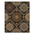 Golden Brown Sunburst Quatrefoil Diamond Rug