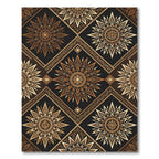 Golden Brown Sunburst Quatrefoil Diamond Rug
